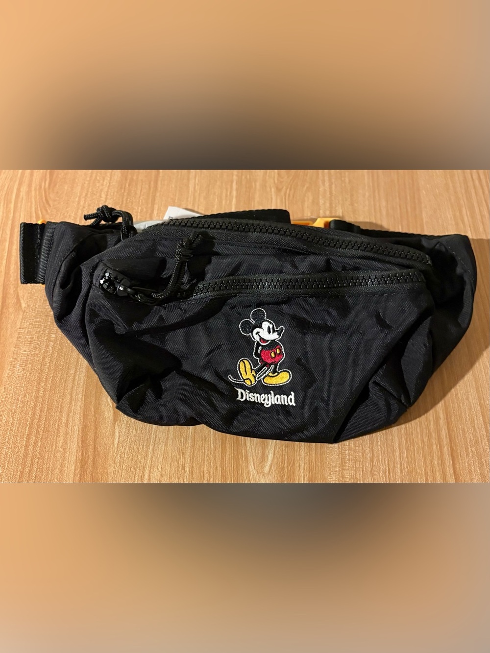 Disney Parks Disneyland Mickey Mouse Embroidered Black Fanny Pack  Belt Bag NWT
